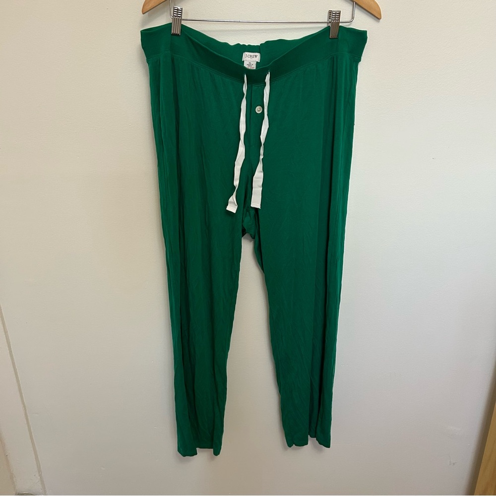 J. Crew Green White Longsleeve Top & Pant PJ Set Size XL - Picture 7 of 9